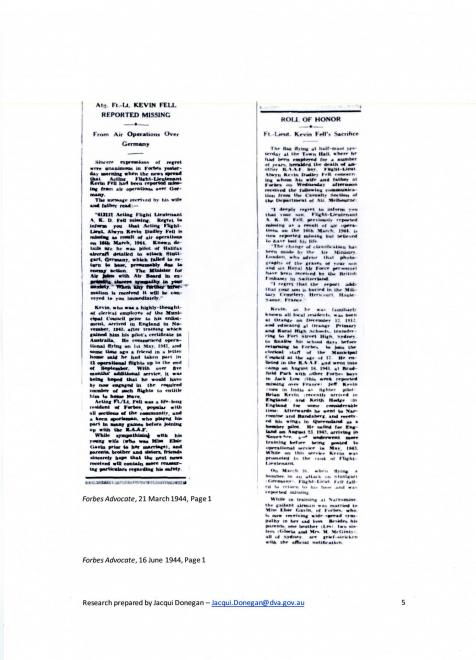 Articles de presse australienne en 1944 suite a la disparition de kevin felle img844
